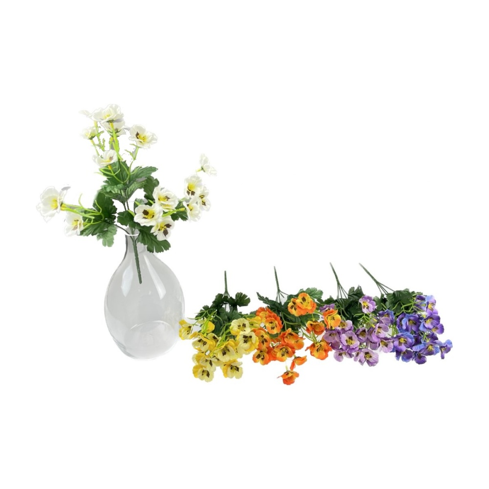 Jarní umělé květiny - Maceška v trsu umělá mix 35cm