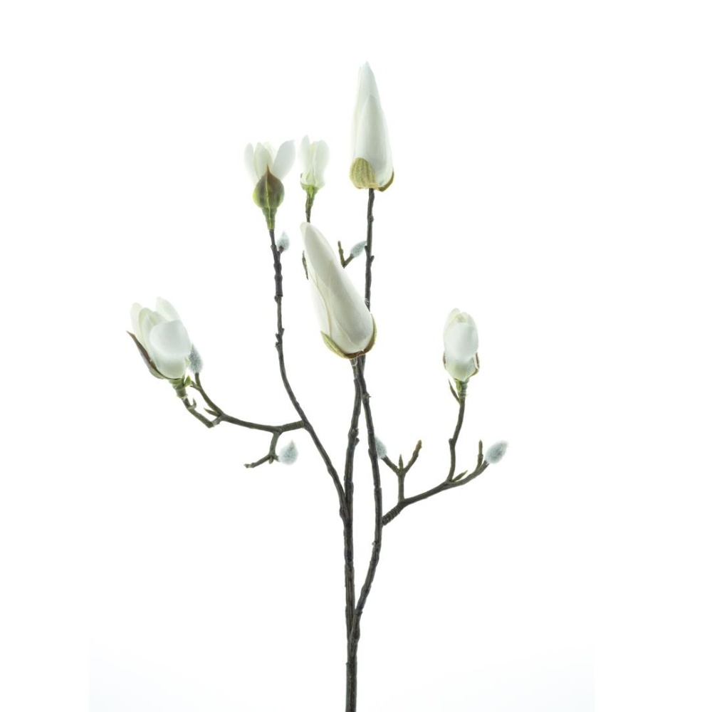 Jarní umělé květiny - Magnolie KOBE větev s poupaty krémová 65cm