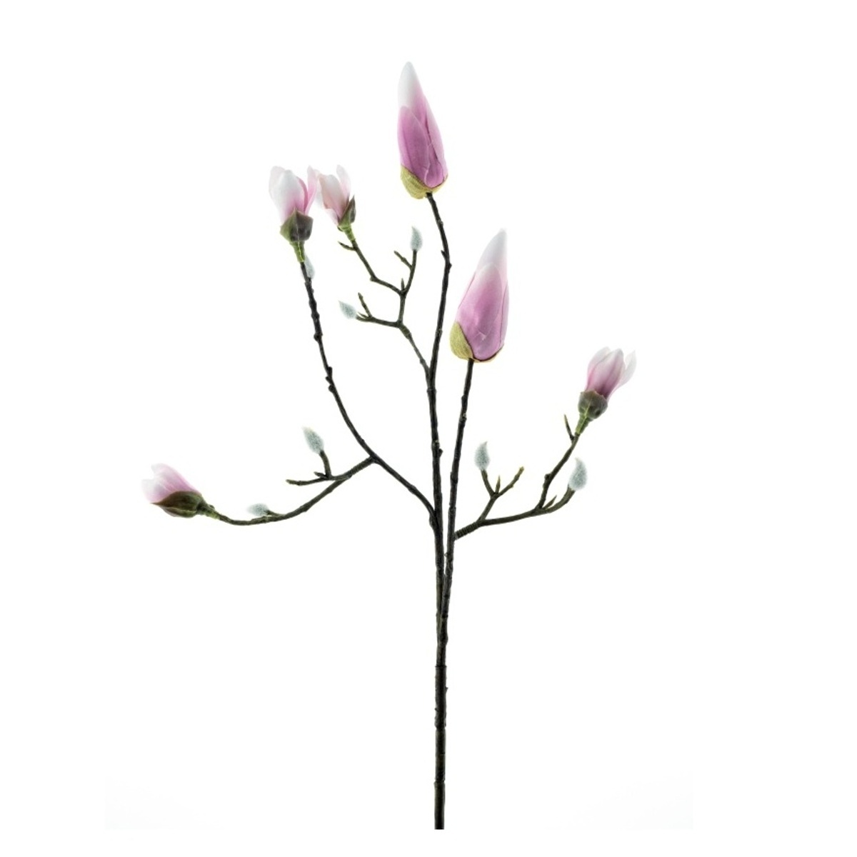 Jarní umělé květiny - Magnolie KOBE větev s poupaty růžová 65cm