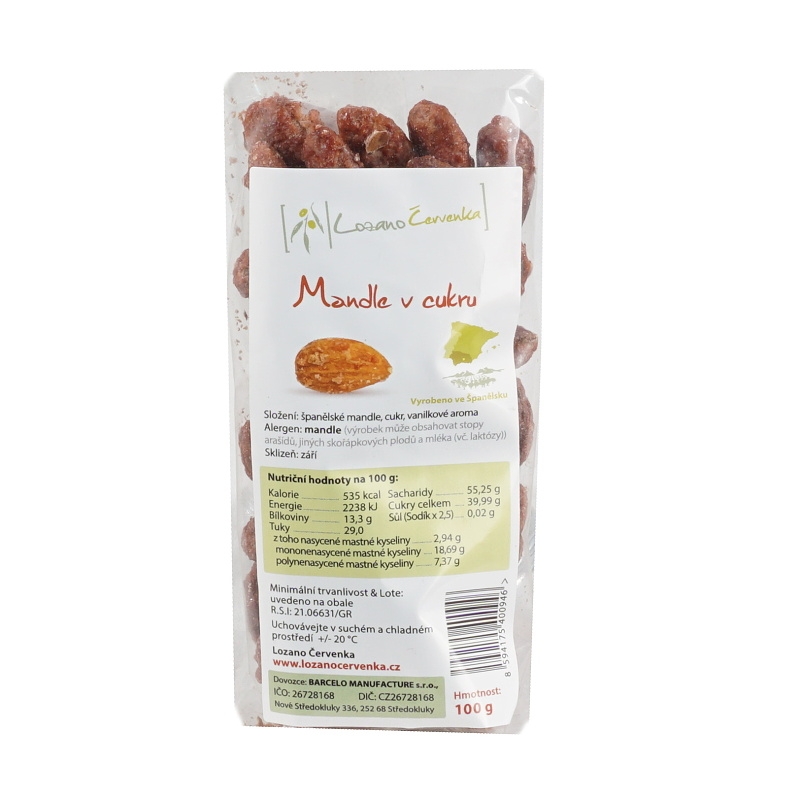 Sušené ovoce a plody - Mandle v cukru 100g