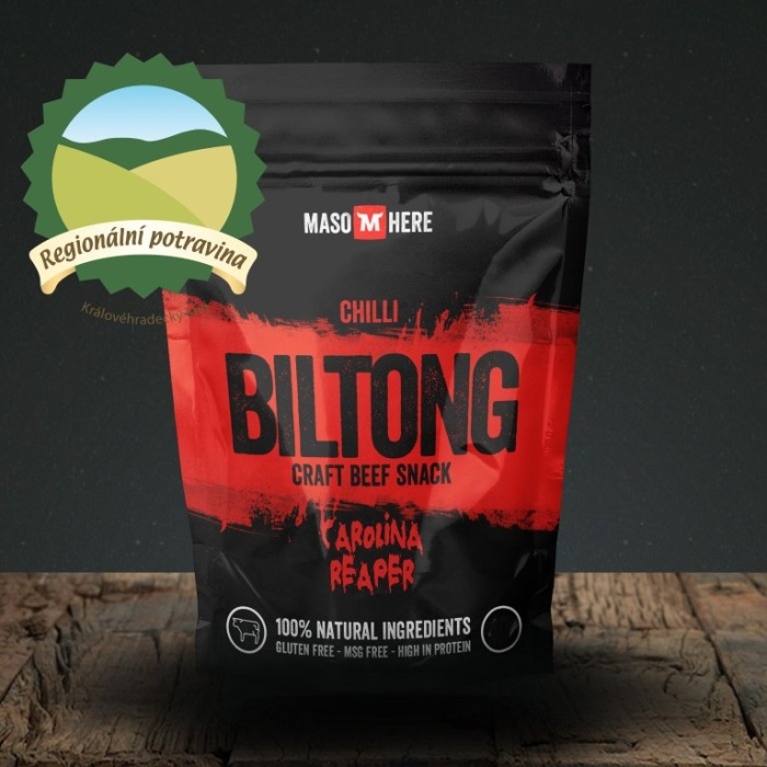 Biltong a jerky - Maso sušené BILTONG hovězí Carolina Reaper 150g