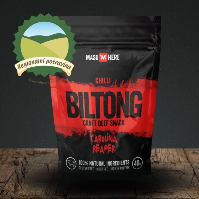 Biltong a jerky - Maso sušené BILTONG hovězí Carolina Reaper 40g