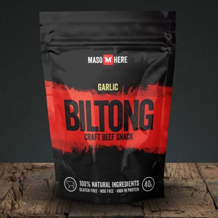Biltong a jerky - Maso sušené BILTONG hovězí Česnek 40g