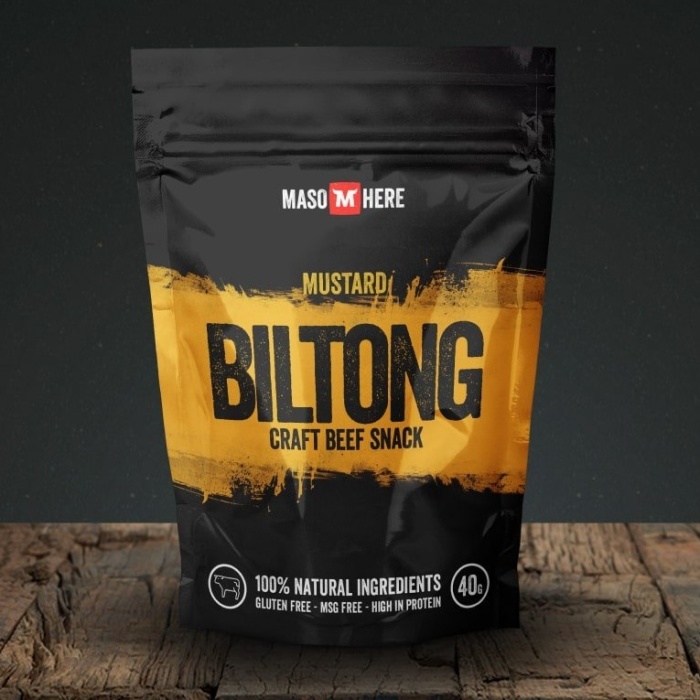 Biltong a jerky - Maso sušené BILTONG hovězí Hořčice 40g