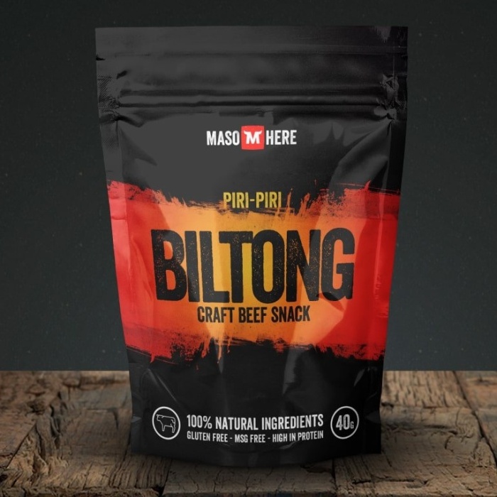 Biltong a jerky - Maso sušené BILTONG hovězí Piri Piri 40g