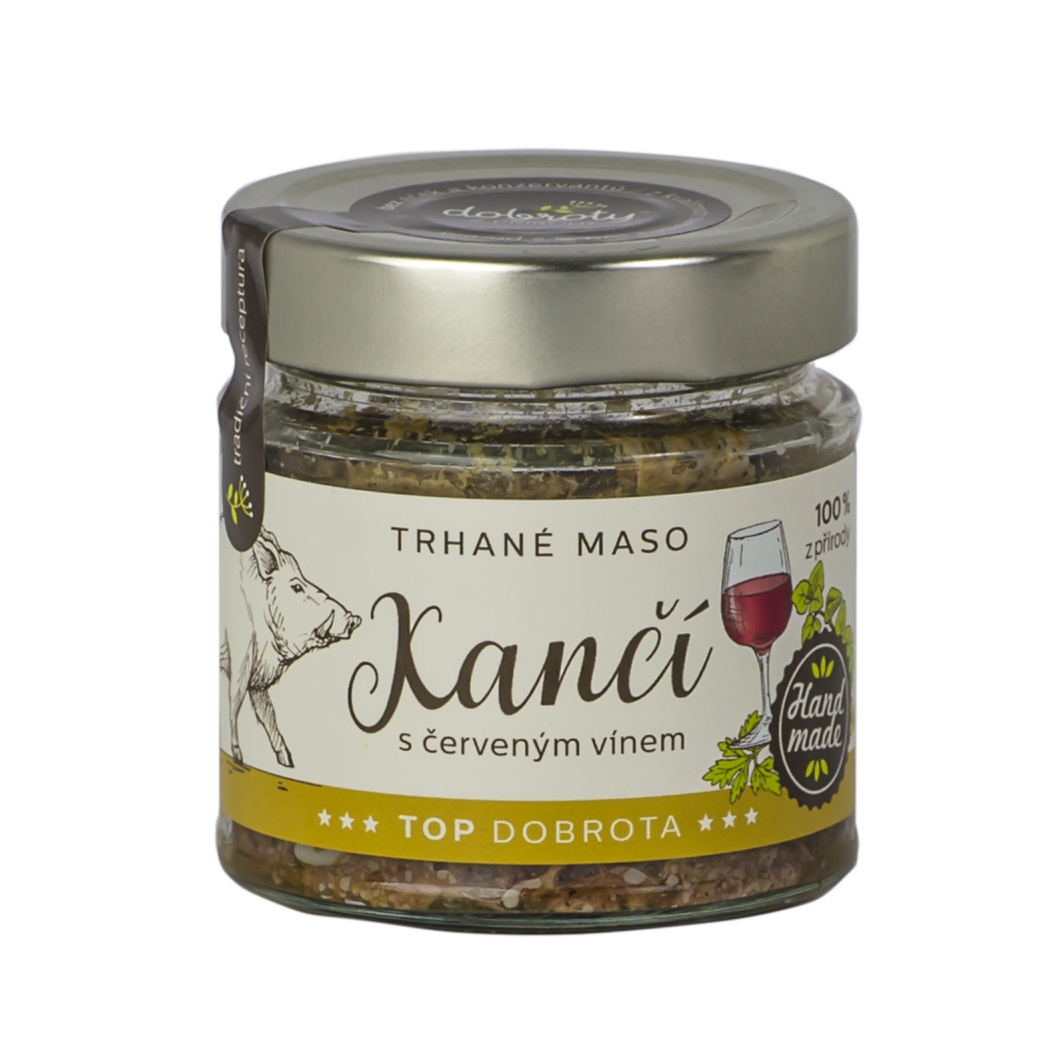 Masa a paštiky - Maso trhané kančí s červeným vínem 140g