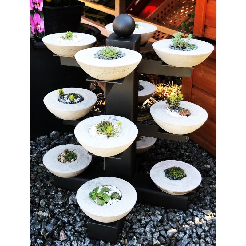 Nádobové květiny - Mísa betonová DUC ANNIE osázená sukulenty