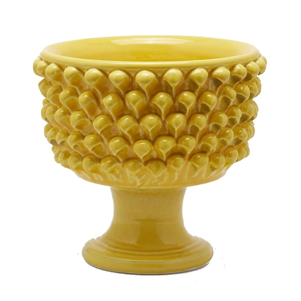 Misky a mísy - Mísa keramická kulatá na noze PHOENIX žlutá 28cm