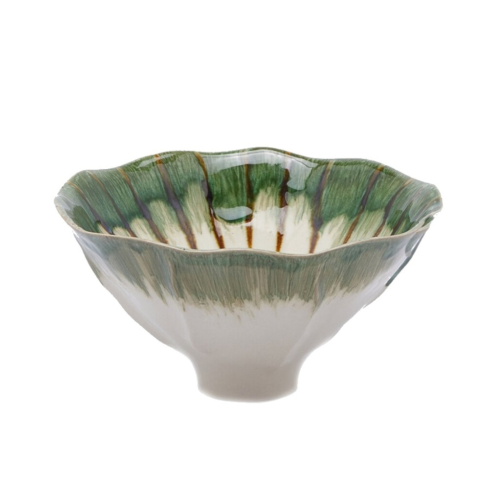 Misky a mísy - Mísa keramická kulatá se zvlněným okrajem zeleno-bílá 21,5cm