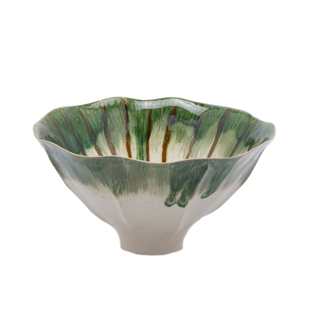 Misky a mísy - Mísa keramická kulatá se zvlněným okrajem zeleno-bílá 26cm