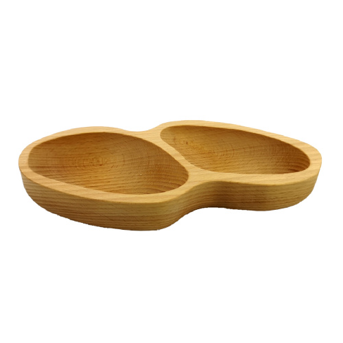 Dřevěné servírovací misky a talíře - Miska dvojitá tvar burák dřevo přírodní 28cm