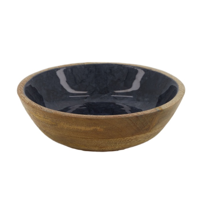 Dřevěné servírovací misky a talíře - Miska kulatá dřevěná s modrým lakem 23cm