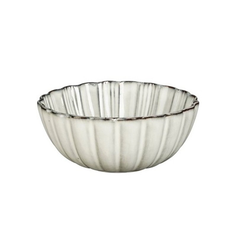 Misky a mísy - Miska kulatá kameninová CORFU se zvlněným okrajem šedá 17cm