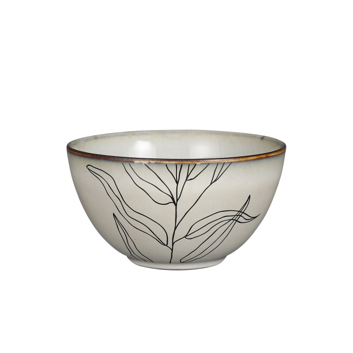 Misky a mísy - Miska kulatá kameninová TABO  s úzkým listem šedá 15cm