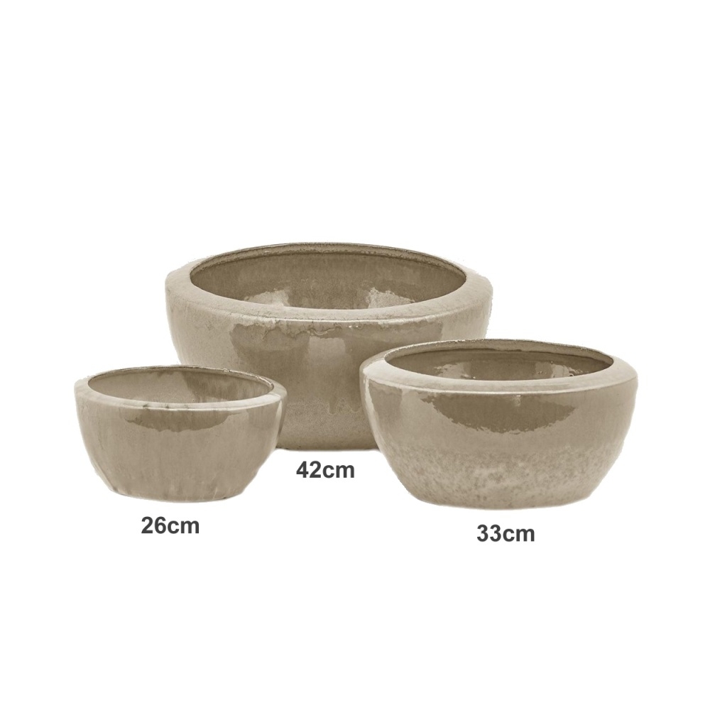 Keramické květináče - Miska kulatá keramická glazovaná béžová 42cm