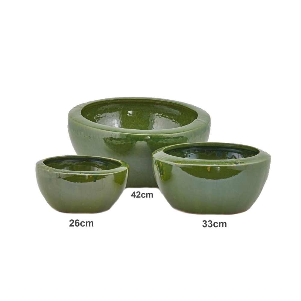 Keramické květináče - Miska kulatá keramická glazovaná zelená 42cm
