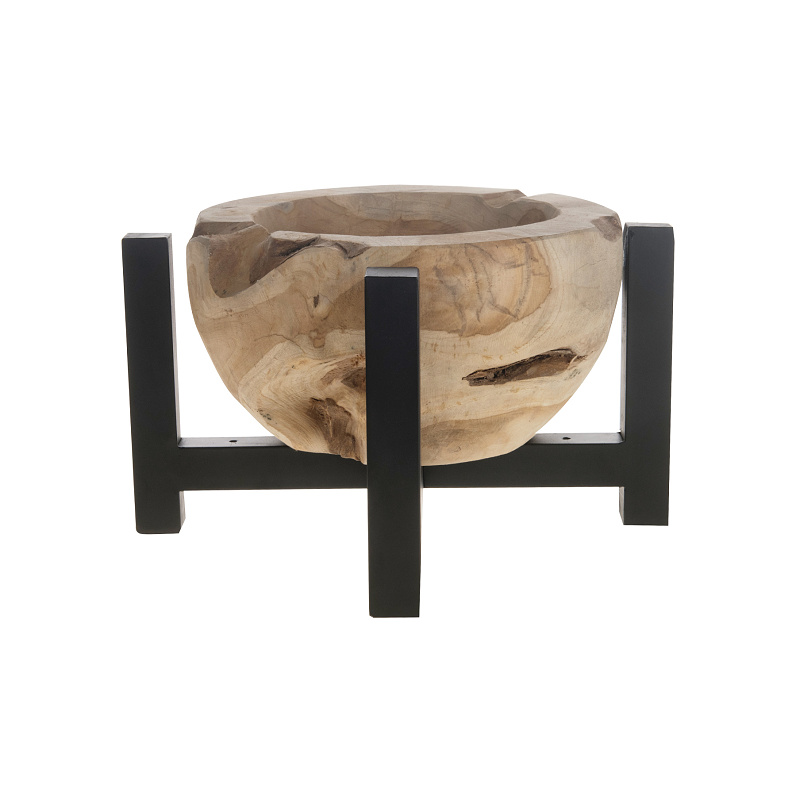 Proutěné a dřevěné obaly - Miska kulatá na 4 nohách teaková