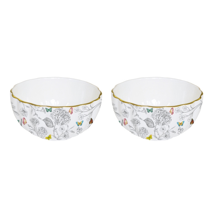 Misky a mísy - Miska kulatá porcelánová FLEURS ET PAPILLONS 12cm 2ks