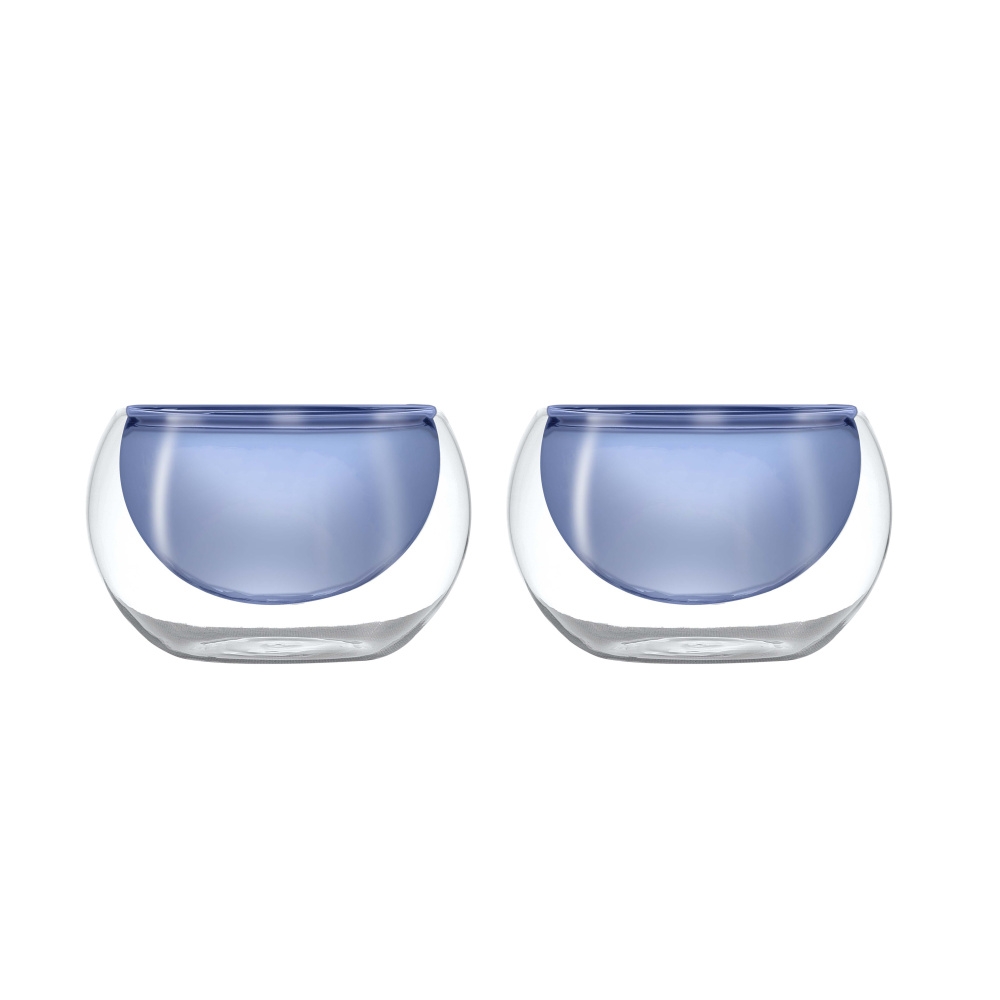 Misky a mísy - Miska kulatá s dvojitou stěnou z borosilikátového skla modrá 180ml 2ks