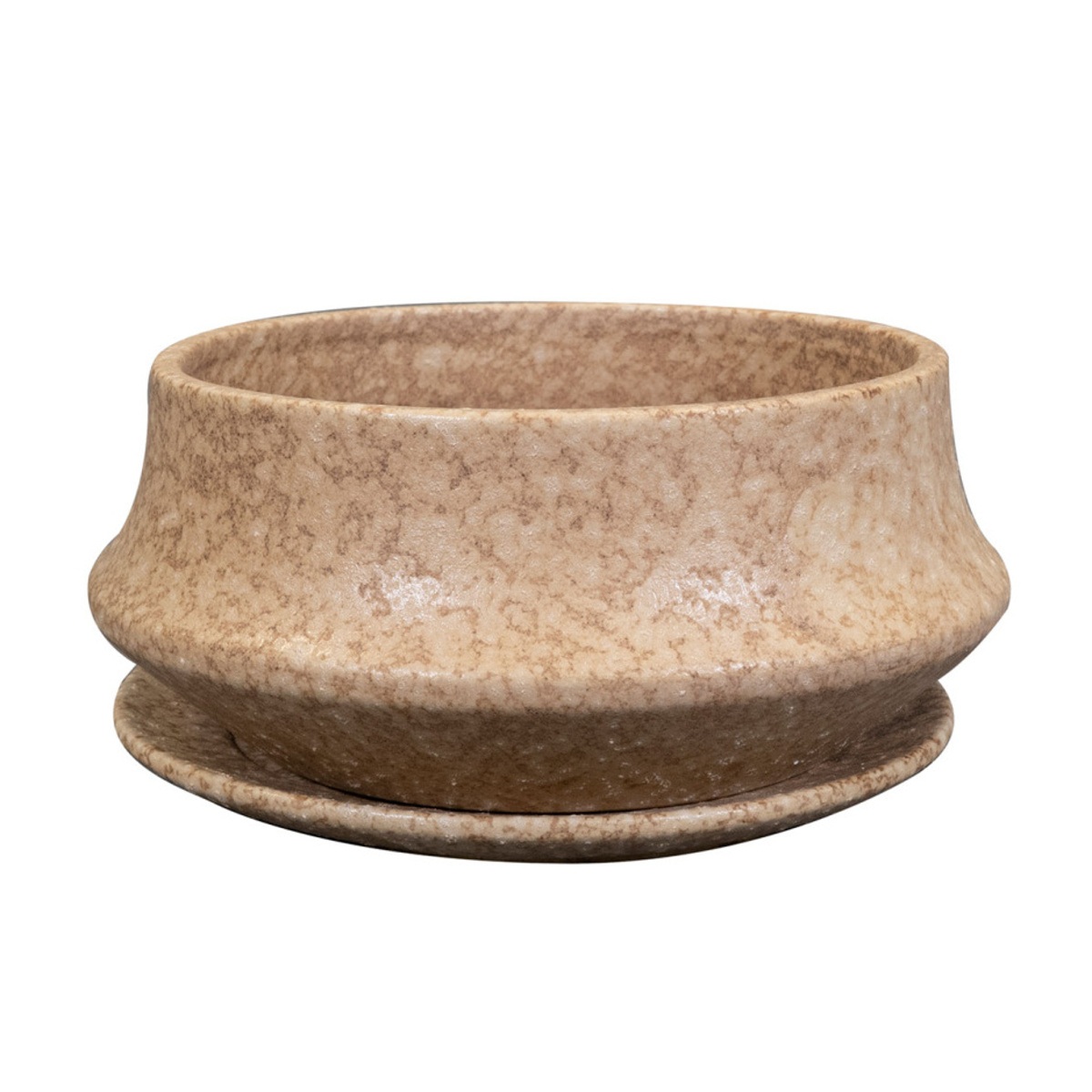 Keramické květináče - Miska kulatá s podmiskou keramická RIKI STONE písková 27cm