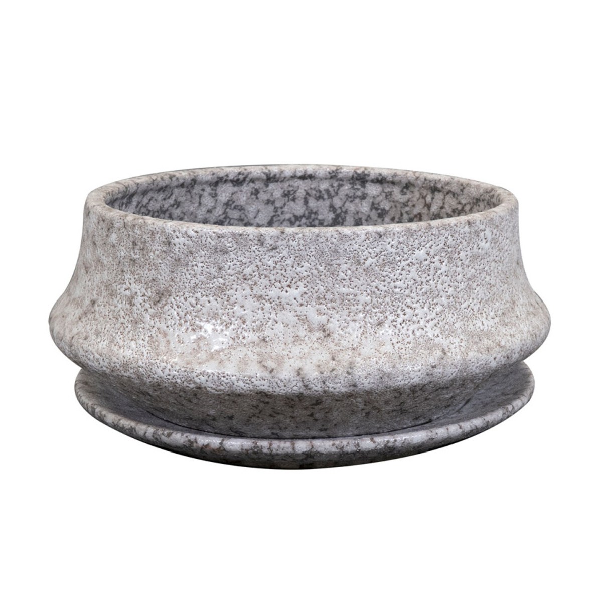 Keramické květináče - Miska kulatá s podmiskou keramická RIKI STONE sv.šedá 20cm
