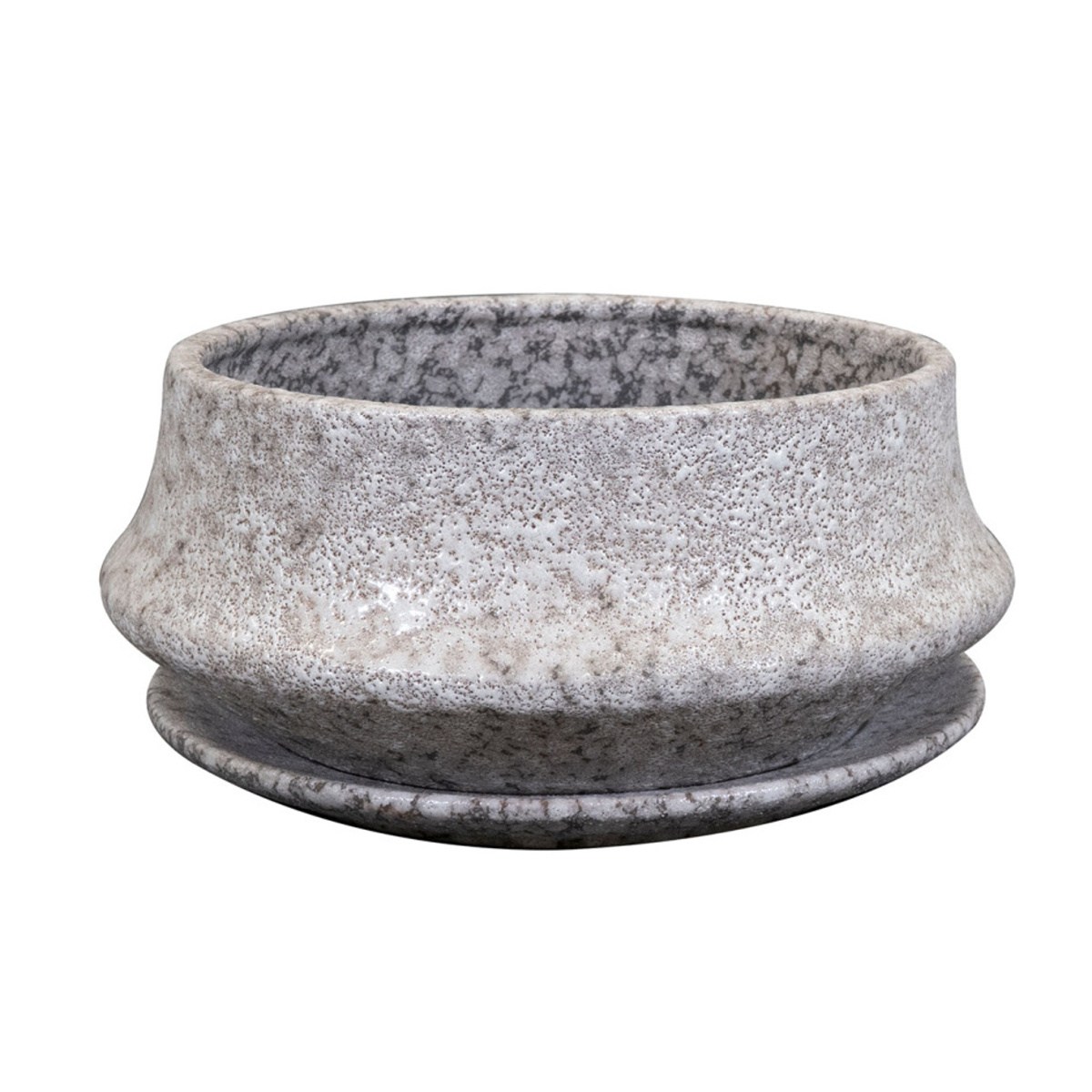 Keramické květináče - Miska kulatá s podmiskou keramická RIKI STONE sv.šedá 27cm