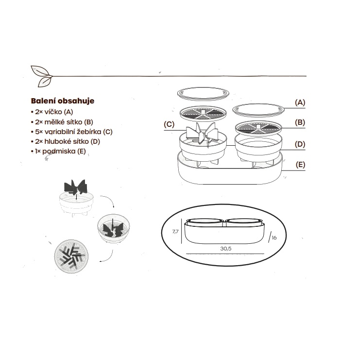 Miska na naklíčení MICROGREENS Regrow sl.kost s káv. sedlinou 30,5cm-0