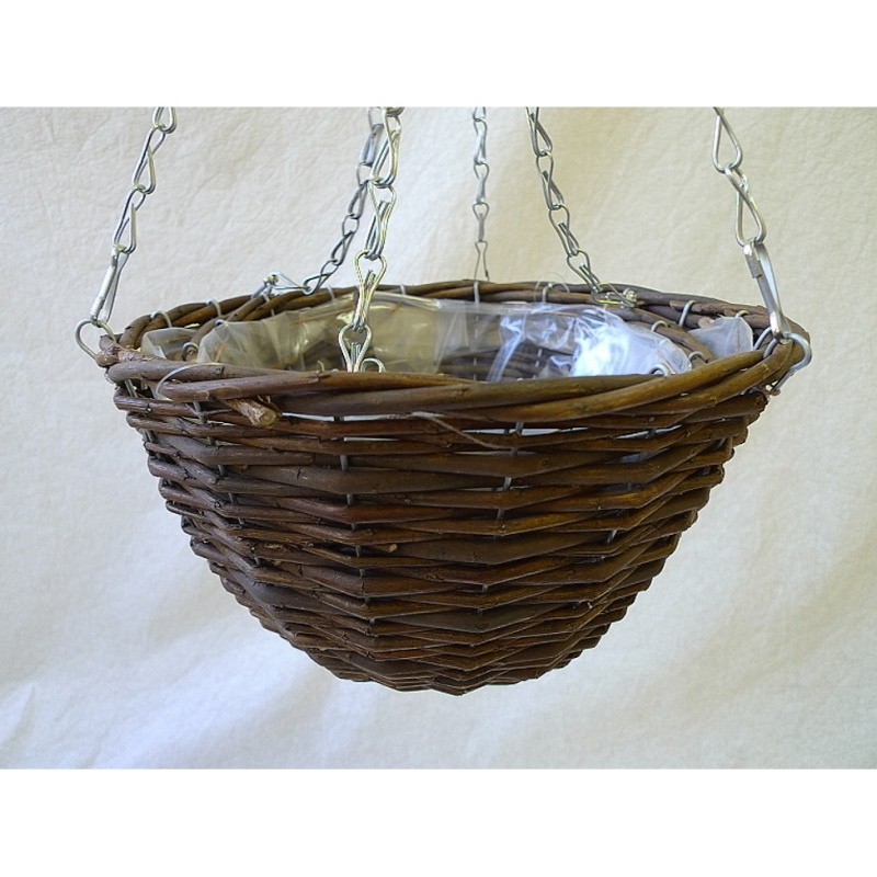 Proutěné a dřevěné obaly - Miska proutěná kulatá závěsná s igelitem šedá 25cm