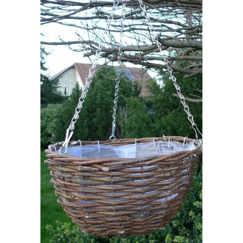 Miska proutěná kulatá závěsná s igelitem šedá 25cm-0