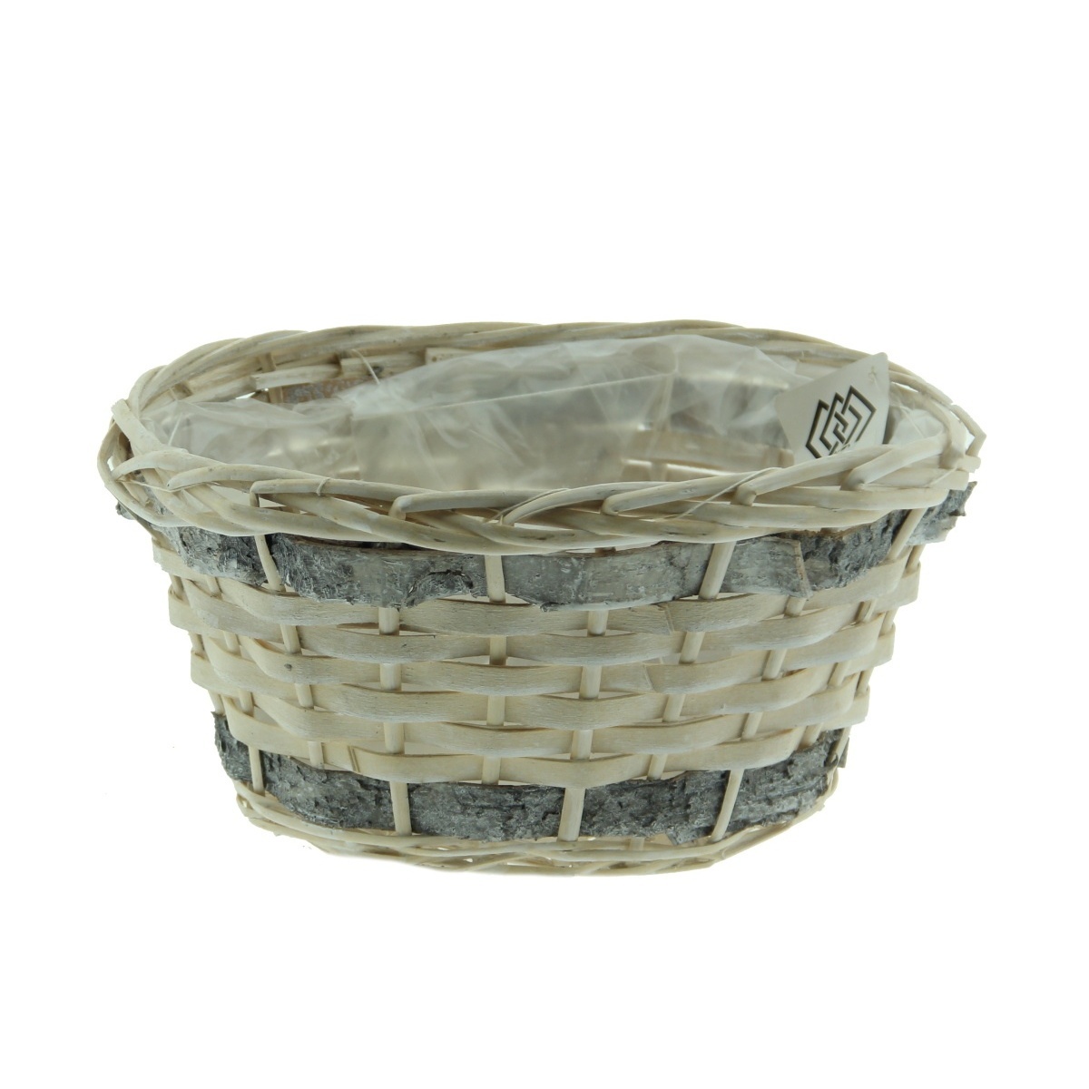 Proutěné a dřevěné obaly - Miska proutěná s kůrou šedo-bílá 23cm