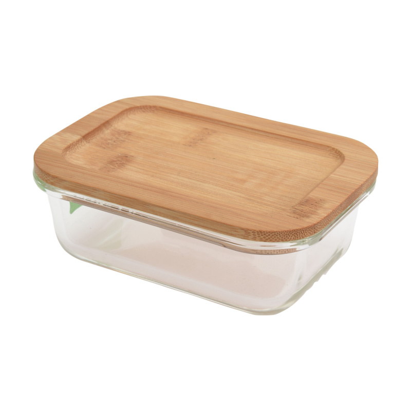 Misky a mísy - Miska skleněná na potraviny s bambusovým víčkem 14,5cm