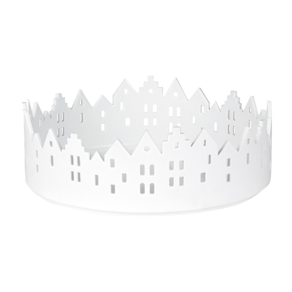 Keramické dekorace - Miska/svícen porcelánová s domky 20cm