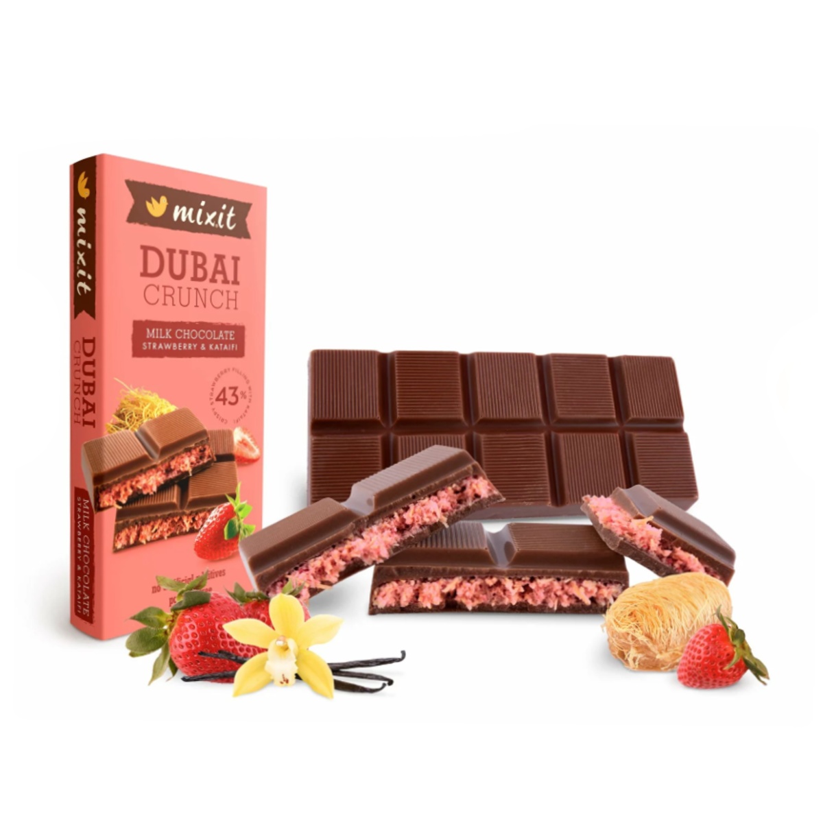 Čokoládové pochoutky - Mixit dubajská čokoláda jahody & kataify 70g
