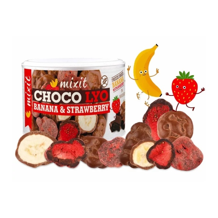 Čokoládové pochoutky - Mixit křupavé banány a jahody v čokoládě 150g