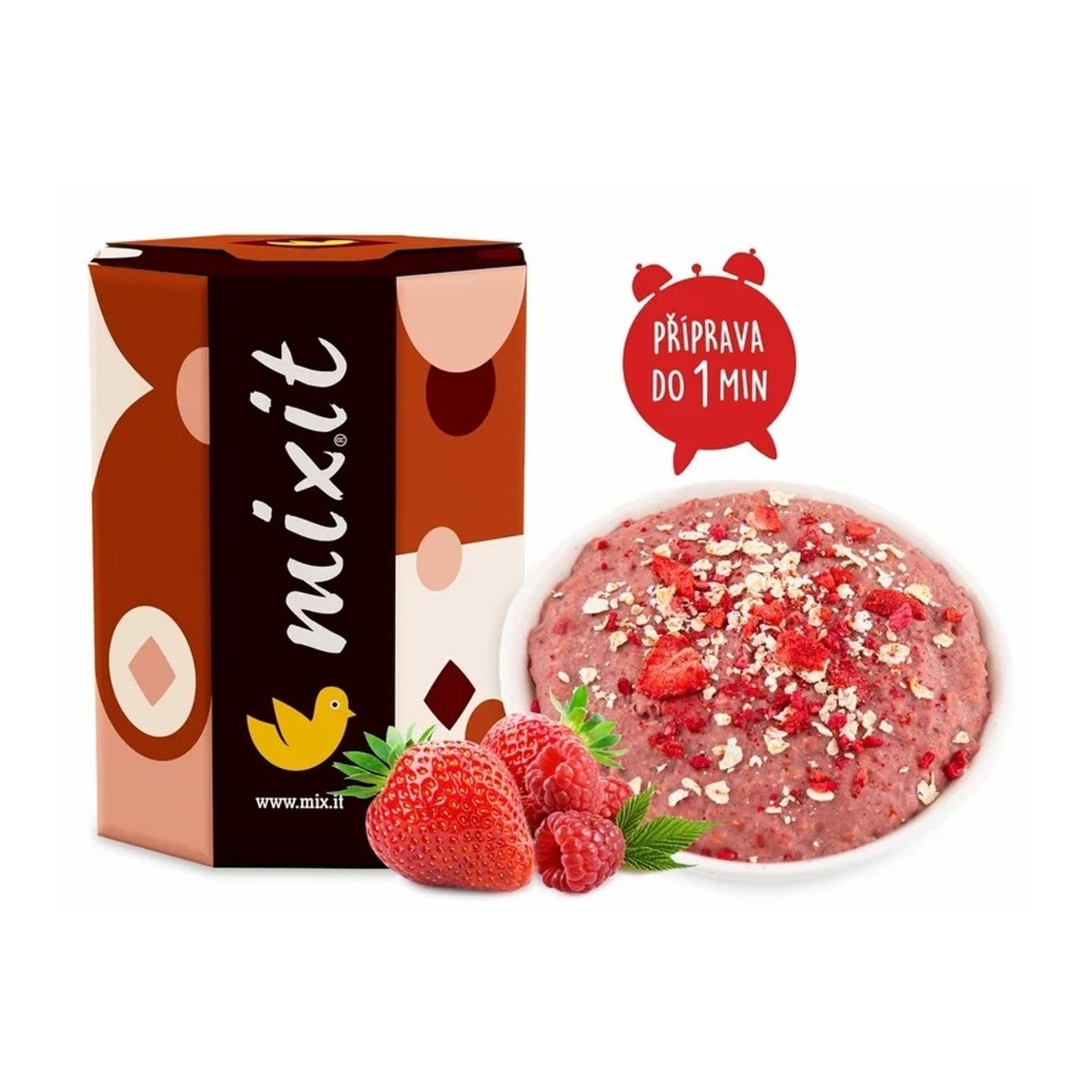 Mixit - Mixit minutová ovesná kaše jahoda, malina 300g