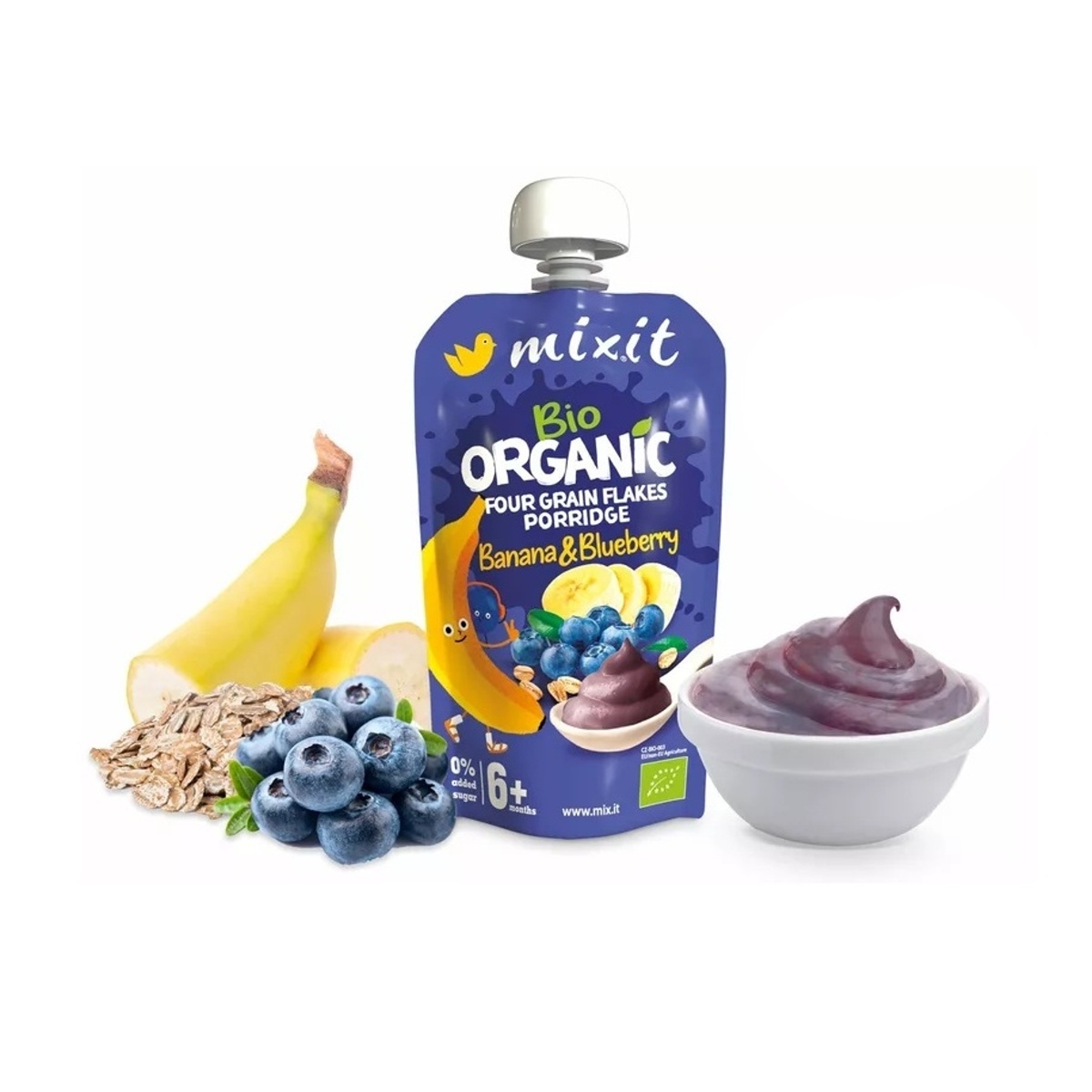 Mixit - Mixit ovocná kaše v kapsičce banán a borůvka 110g