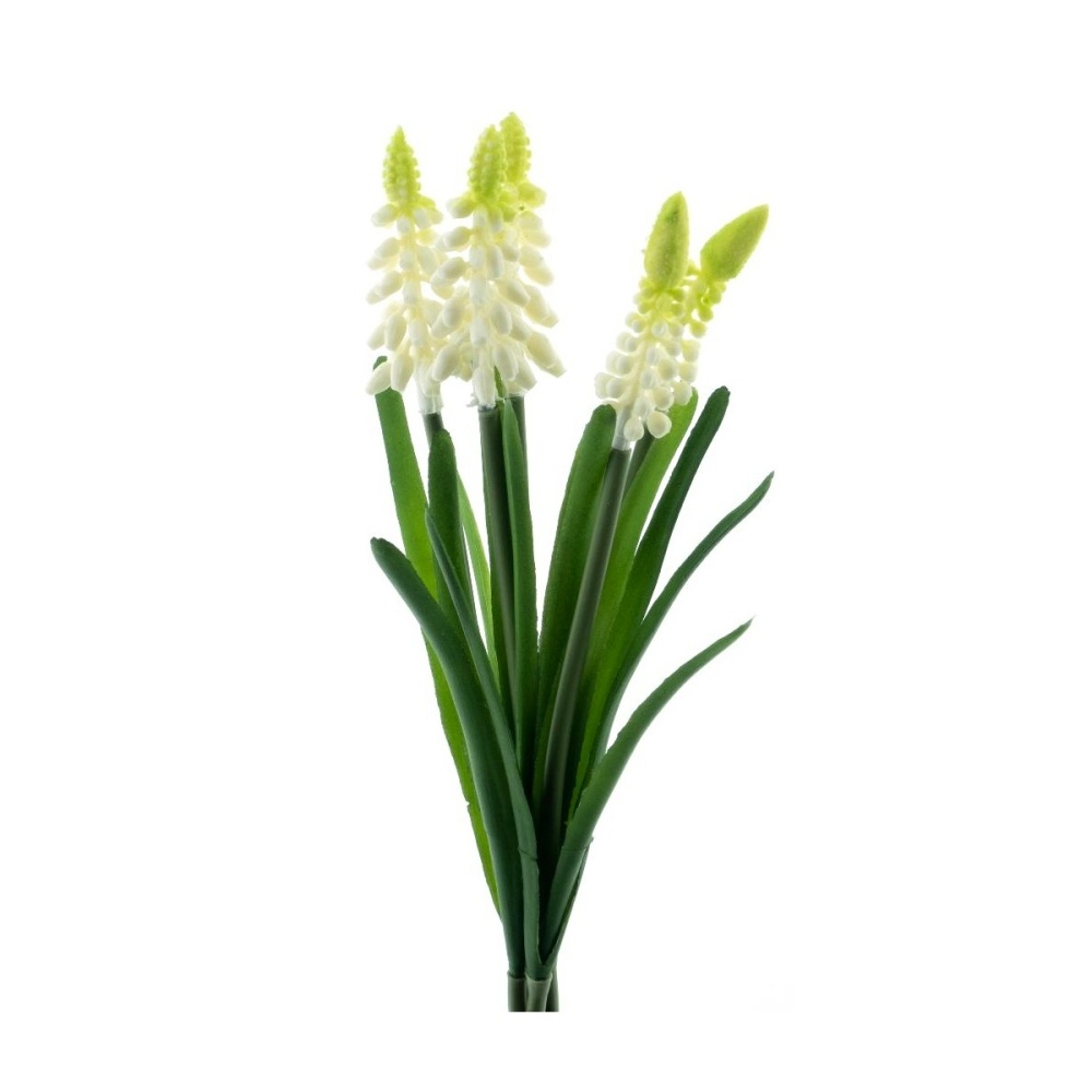 Jarní umělé květiny - Modřenec umělý ve svazku krémový 5 květů 27cm