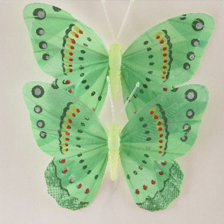 Motýl na drátku 2ks z peří 12 cm mix barev-3