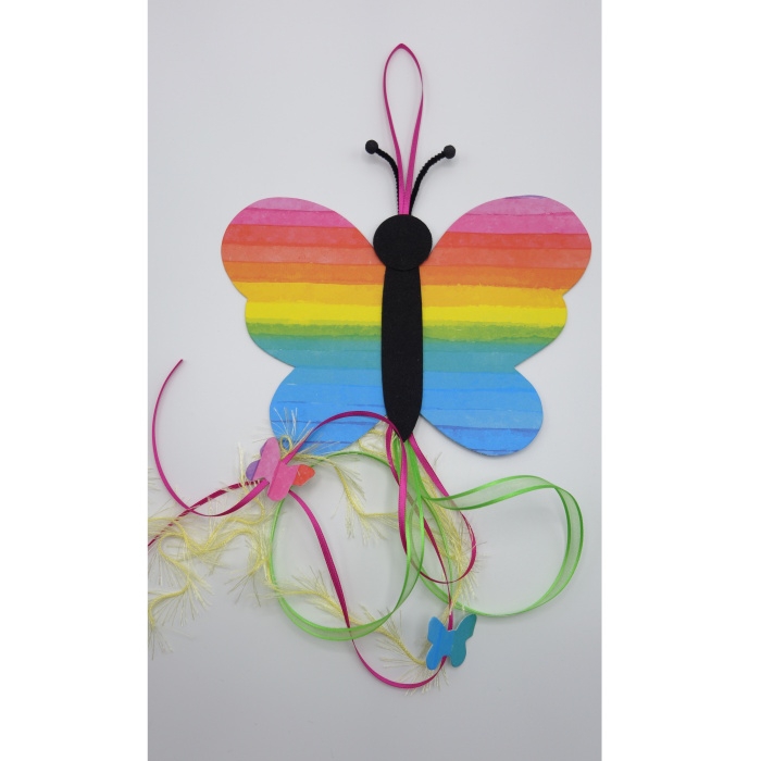 Dekorační figurky zvířat - Motýl závěs s motýlky plst/karton/mašle 70cm