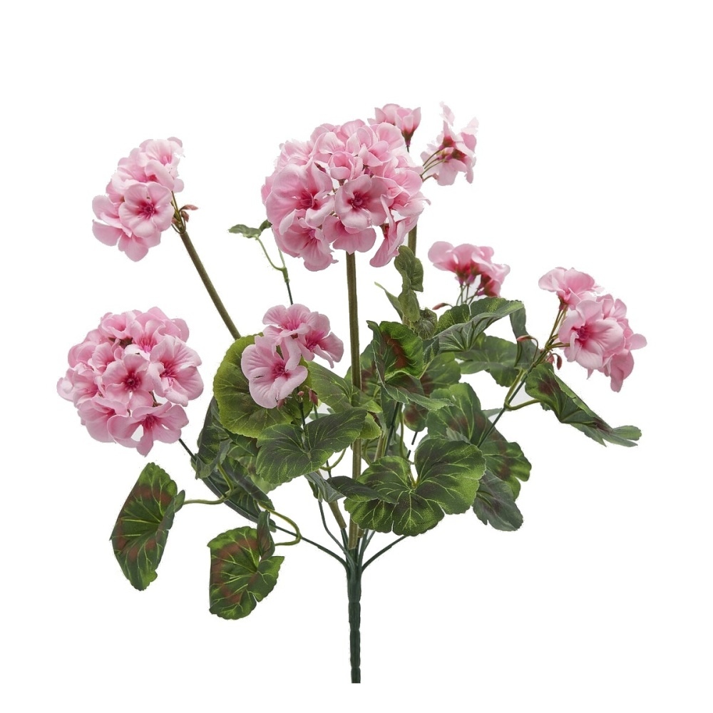 Letní umělé květiny - Muškát v trsu umělý se 7 květy sv.růžový 48cm