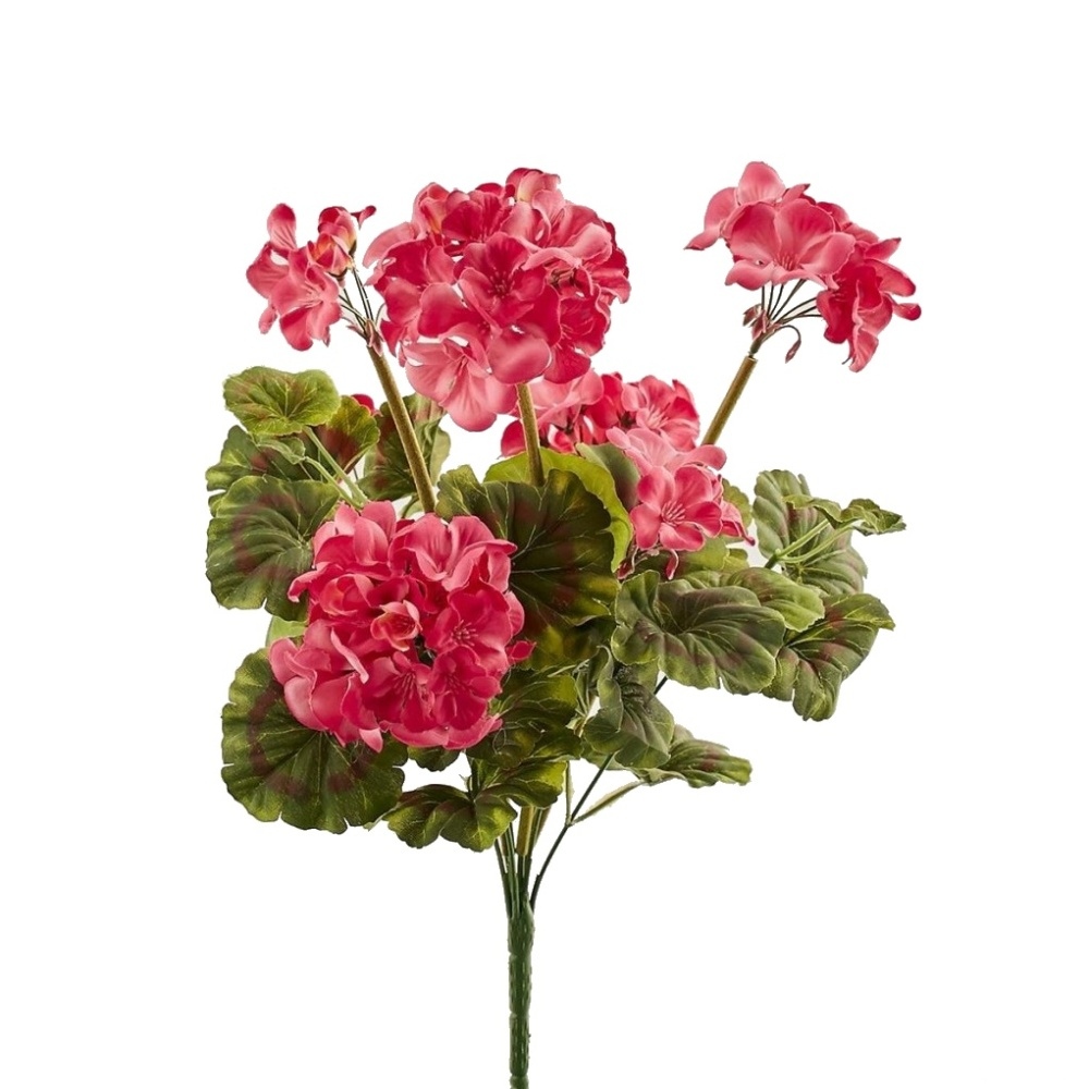 Letní umělé květiny - Muškát v trsu umělý se 7 květy tm.růžový 48cm