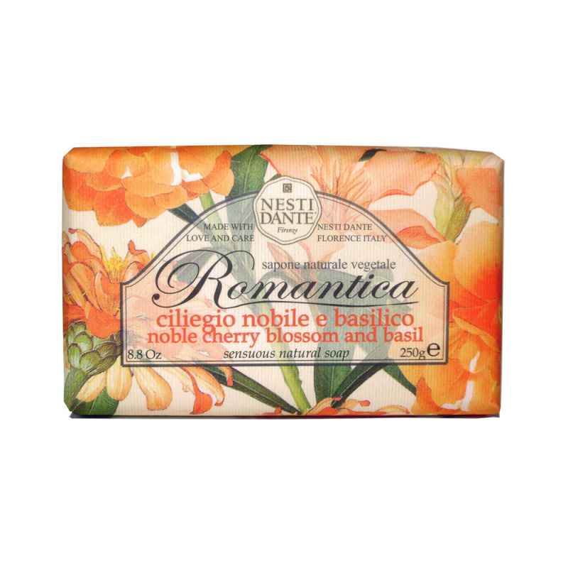Tuhá mýdla - Mýdlo ROMANTICA Noble Cherry Blossom & Basil 250g