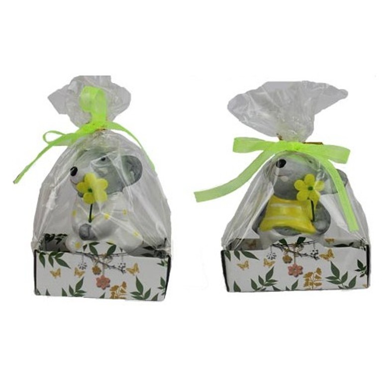 Dekorační figurky zvířat - Myš v krabičce 7,5cm šedá mix tvarů