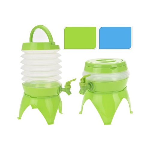 Kuchyňské doplňky - Nádoba s kohoutkem skládací plast zelená/modrá mix 32cm