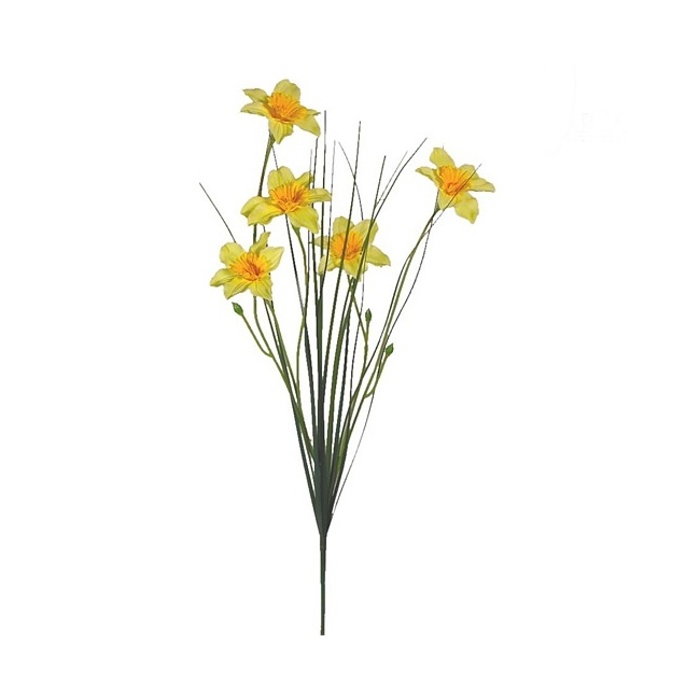 Jarní umělé květiny - Narcis 5 květů umělý žlutý 73cm