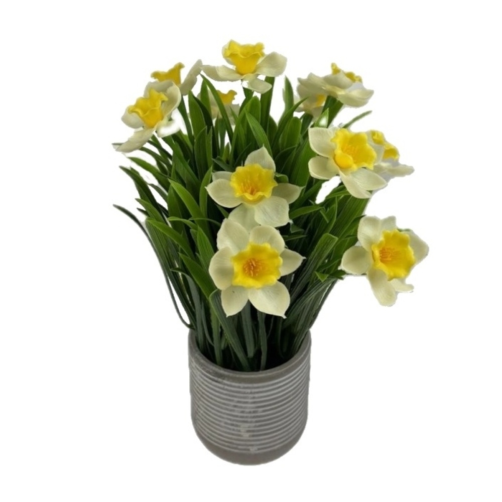 Jarní umělé květiny - Narcis hrnkový umělý 27cm