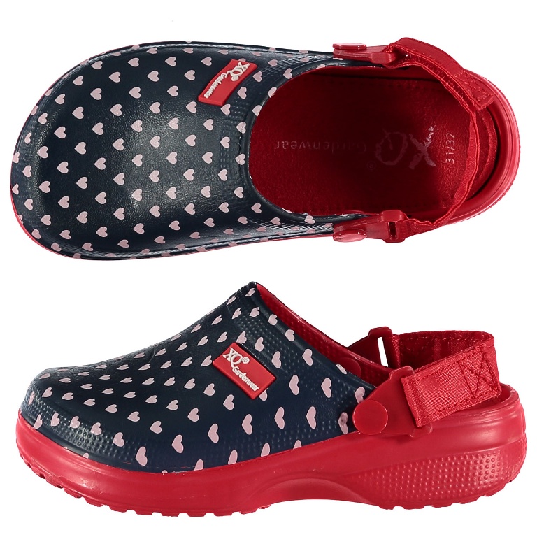 Holinky a zahradní obuv - Nazouváky dívčí se srdíčky velikost 35/36