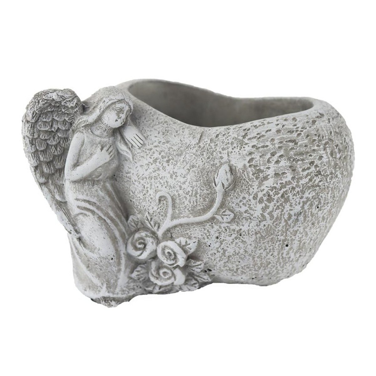 Obaly z ostatních materiálů - Obal betonové srdce s andělem 18,5cm