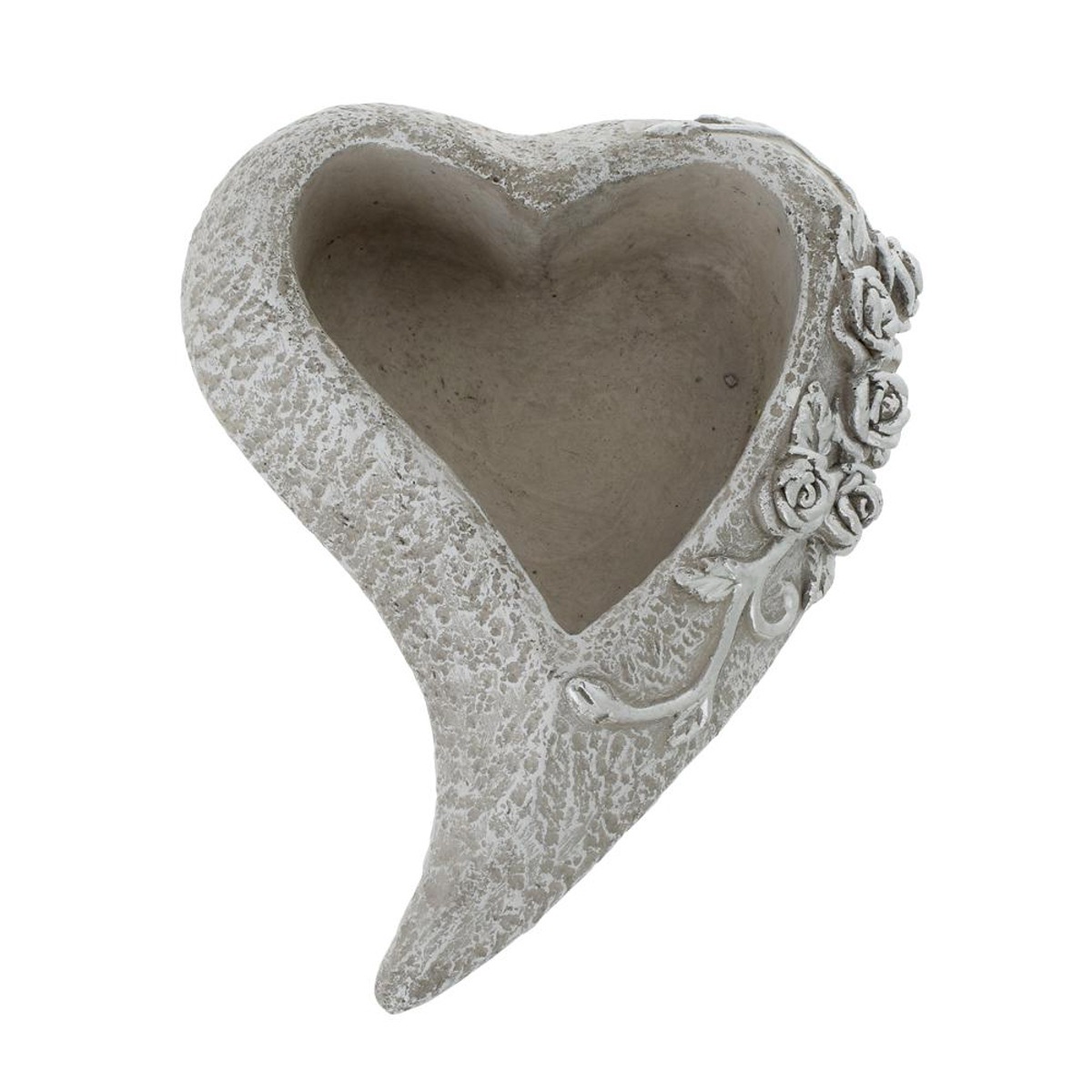Obaly na květináč - Obal betonové srdce s růží 24x18cm