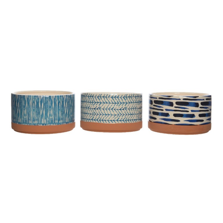 Obal hliněný válec glazovaný 20,5cm mix motivů-0